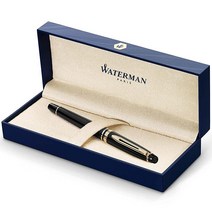 Waterman 전문가 만년필 23k 골드 트림 글로스 블랙 파란색 잉크 카트리지가 있는 파인 닙, Fine nib