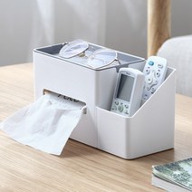 티슈케이스 휴지곽 다용도 수납박스 정리함 멀티 티슈박스 리모컨통 안경보관, 그레이, 1개
