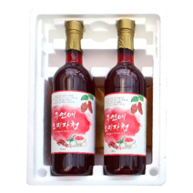 오미자청 1500ml 500ml 750ml 오미자원액 오미자엑기스 오미자액기스 오미자차 오미자발효액 선물세트 강원도 인제군 국내산 오미자효소 명절선물세트, 750ml(유리병 2병)