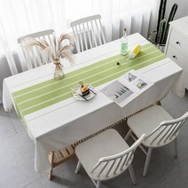 명품 식탁보 모던 미니멀 북유럽 테이블보 자수 린넨 Yin Shang, 【방수】 60 * 120cm, 르 수 그린 화이트 식탁보