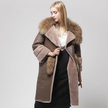 보스룸 여성용 모피 라쿤퍼 에리끈 워머 목도리 머플러 숄