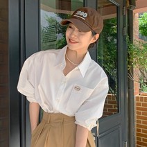 블링앤수 깔끔한 여성 무지 미디 셔츠 KZZ073