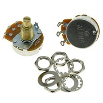 Pack of 2 Full Size Alpha Guitar Bass Pots Potentiometer with 19.5mm Shaft Audio A500K, 01 A250K