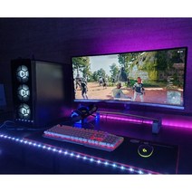 오드 LED바 15칼라 컴퓨터 무드 조명 리모콘 USB 5V전원 게임방 PC방 영화방 모니터조명, 2M