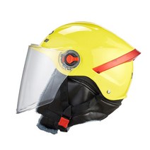 헬멧 오토바이 바이크 용품 클래식 쉴드 스쿠터, 옐로우 투명