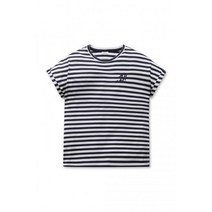 여성 스트라이프 라운드 반팔티셔츠_LWTAM21351NYX잭니클라우스