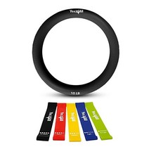 Yes4All 파워 링 파운드 웨이트 서클 요가 운동 에어로빅 홈 피트니스 코어 트레이닝용 케틀벨 [미국 직배송], E. Black - 10lb + Resistance L