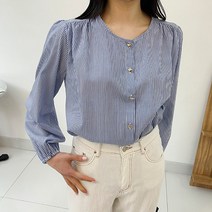 퍼니걸스 9971 라운드 하트 단추 긴팔 블라우스 여성의류