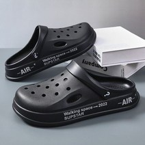 빅 사이즈 Croc 신발 커플 샌들 최신 여름 슈퍼 두꺼운 EVA 슬리퍼 baogou 쿨, Regular style black+38-39