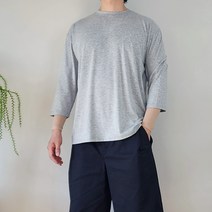 남성 루즈핏 실켓 7부 티셔츠 4color