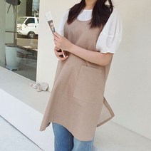 방가지똥 앞치마 단추없는 베이지 데님 앞치마