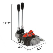 유압실린더 유압잭 2 스풀 유압 방향 제어 복동 실린더 P40 일체형 다방향 리버싱 3600PSI, 1.Black
