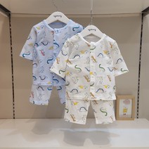 [아가방] 논현점*23신상 공룡친구 통기성 좋은 메쉬원단으로 쾌적한 7부실내복/안심 무형광 면100%/아가방 내의