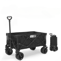 캠핑 카트 접이식 야외 풀 휴대용 소형 트레일러 웨건 수레, 블랙 라이트버전 유니버셜휠