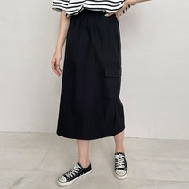 여성용 백슬릿 카고 밴딩 스커트