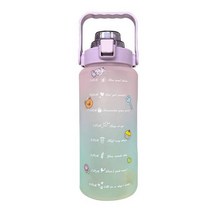 2L Large Capacity Water Bottle Straw Cup Plastic Cups With Time Marker Gym Fitness Outdoor Sports Ke, 02 02, 한개옵션1