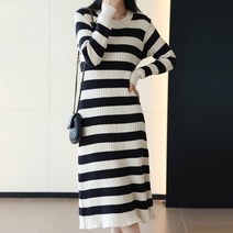 바코 스트라이프 니트 원피스