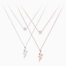 [고객만족] 실버 스네이크 앤 큐빅 목걸이 스네이크목걸이 스네이크팔찌 두줄목걸이 Bellos^^&&^^+++