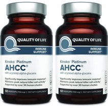 키노코 AHCC 750mg 표고버섯균사체 알파글루칸 퀄리티오브라이프, 2병