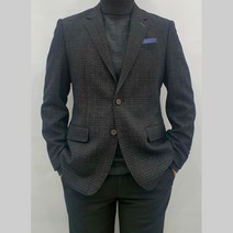 가르시아 가을 겨울 다크그레이체크 울 모직 슬림핏 빅사이즈 남자 콤비 자켓 블레이저