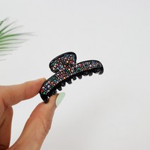 프랑스핀 호피 블랙 큐빅 스톤 스몰 포인트 헤어 집게핀