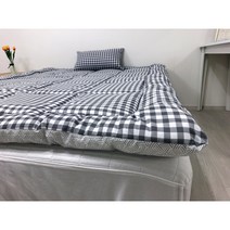 이불아저씨 국내생산 침대 차박 캠핑 프리미엄 토퍼SS, 체크_그레이