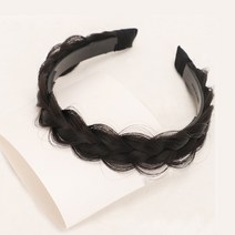 프루마 땋은 머리 벼머리 가발 헤어밴드, 두꺼운 다크브라운, 1개