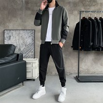 AIRASI 남자 봄 가을 집업 트레이닝복 세트 야광 트랙자켓