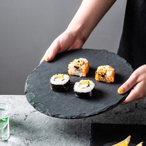 스톤 원형 플레이트 스테이크 돌접시 슬레이트접시, L