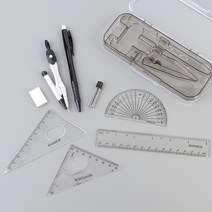 컴퍼스 각도기 자 세트 / 삼각자 지우개 콤파스 제도 문구용품 샤프 일체형 다양한 구성