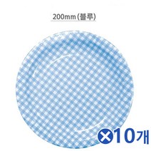 엘턴 체크무늬 종이접시 200mm 블루x10개 다용도 1회용, 1, 1