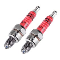 2pcs 레이싱 점화 플러그 3 전극 a7tc 50cc 70cc 110cc 125cc 150cc atv 스쿠터 먼지 자전거 이동 카트 트리플 전극, 없음