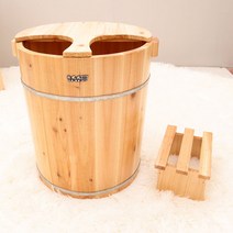 간이 편백나무 히노끼 족욕기 족욕통 습식 원형 가정용, 40고목통+롱커버+작은걸상개