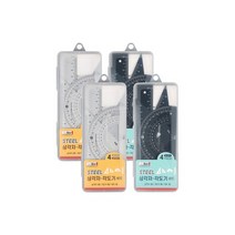 아이비스 스틸 삼각자 각도기 2종 x 2p 세트 SP11650, 블랙 + 실버, 2세트