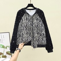 봄가을코트 호피 여성 상패 글리터 패치워크 와이드 루즈핏 슬림핏 라운드넥 야구복 재킷 트렌드 3998633652