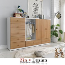 진디자인 베이비장 아기옷장 서랍장 행거 유아 아동 아이 수납장 A도어형, 5단서랍장 오크