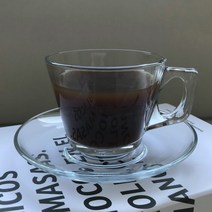 유리컵 투명유리컵 홈카페 감성 내열유리컵 200ml 컵 앤 소서