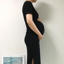 투피스 이너 겨울원피스 임신주수사진 만삭촬영 캐주얼 꽈배기 후드 카라 슬림 배색