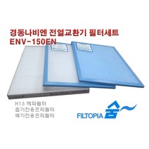 필토피아 경동나비엔 전열교환기 ENV-150ENP용 H13헤파필터 세트(H13헤파필터+흡기전용프리필터+배기전용프리필터)