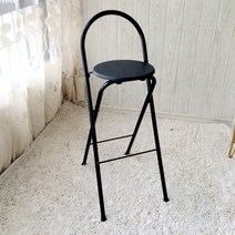북유럽 모던 접이식 높은의자 아일랜드식탁 홈바 체어 휴대용 28평 34평 인테리어, Q.검은색 원형 판면(좌대높이 70CM)