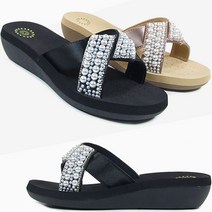 뮤즈몰 발편한 쿠션 통굽 진주보석 여름 여성슬리퍼 (CS8888)