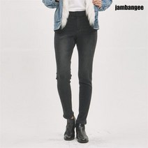 잠뱅이 여성 오비밴딩 워싱 퍼본딩 테이퍼드핏 AJ4DTP81-BK