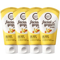 해피바스 정말 촉촉한 페이셜 요거트 클렌징폼 120g, 4개