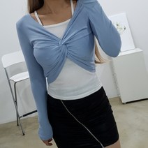 가슴꼬임 딥브이 크롭긴팔티 8색