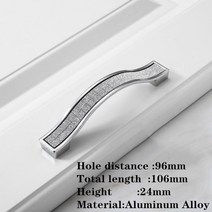 장농손잡이 샤워부스손잡이 프로스트 파인 다이아몬드 캐비닛 핸들 실버 블랙 크리스탈 다이아몬드 캐비닛 당겨 캐비닛 서랍 브라이트 라이트 핸들, 샌드 실버 96mm