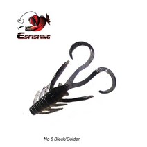 KESFISHING 낚시 미끼 새우 돼지 퍼치 루어 수플 주입 향과 소금 부드러운 미끼 얼음 물고기 40mm 45mm, 7.No 6 Black Golden