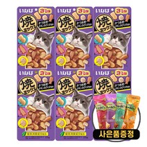 이나바 야끼믹스 스낵 고양이 영양간식 + 증정 츄르비, 6개, 25g, 가츠오부시+치킨+오징어