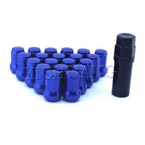 자동차볼트 너트 너트캡 풀기 20pcs M12 X 15 125 Honda Toyota Nissan 용 도난 방지 블루 스틸 볼크 레이싱 카 휠 림 러그 잠금, BLUE+M12x1.25