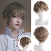 남자가발가격 남성가발 남자 헤어 중년 ILIDE-남성용 숏 곱슬 가발 남자 파티 밝은 노란색 합성 내열성 헤, 한개옵션1, 20 P12/613