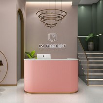 카운터테이블 안내데스크 인포 데스크 계산대 인포메이션 카페 데스크 매장 인포 미니 식당 테이블 미용실 책상 프론트, 핑크